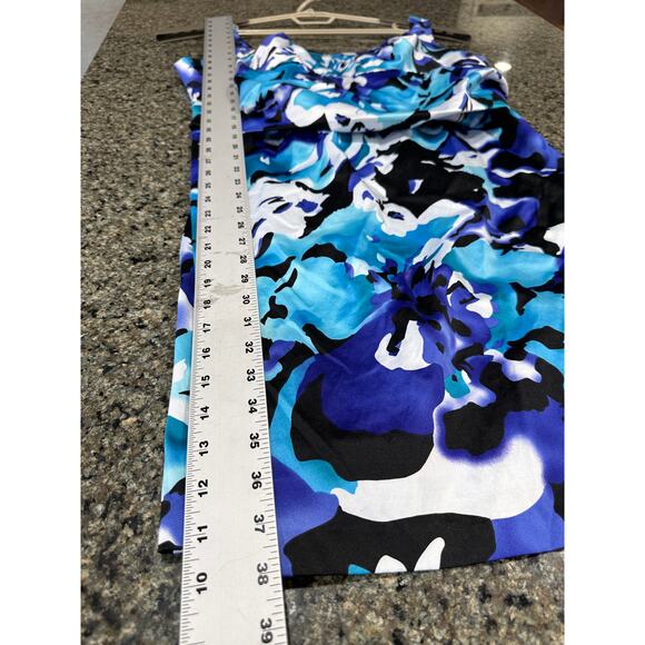 Bisou Bisou Midi Dress Plus 22W Blue White Floral All Over Print Sleeveless - Picture 3 of 5